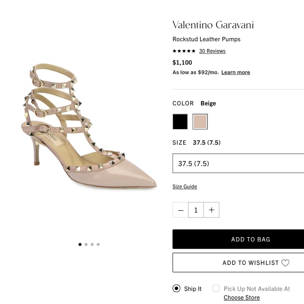 Valentino Garavani rockstud leather pumps - beige - size USA 7.5 / 37.5 EU